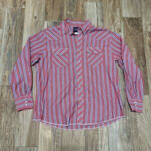 Wrangler Shirt Mens Striped Long Sleeve Pearl Snap Western